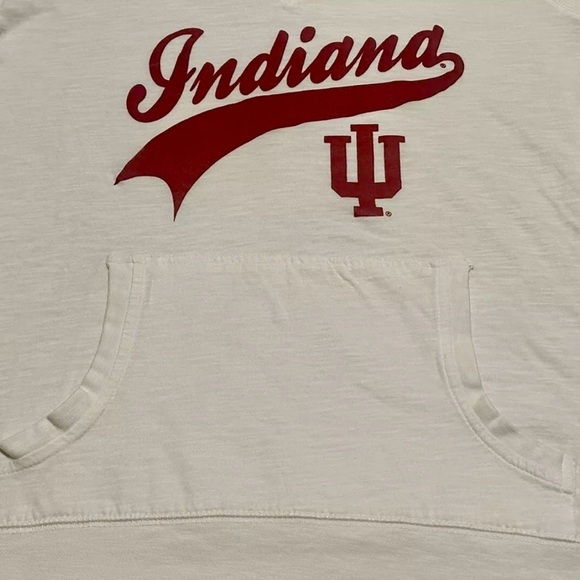 VTG Red Oak Womens Indiana Hoosiers Football White Pullover Hoodie Shirt Medium - Picture 2 of 5